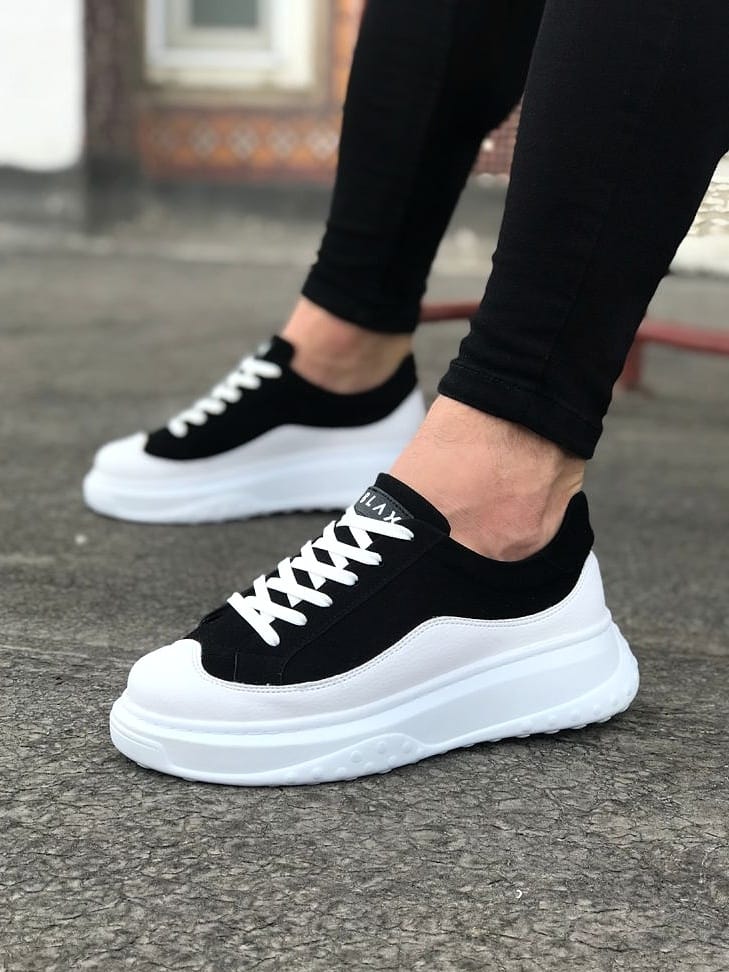 Black and shop white mens trainers