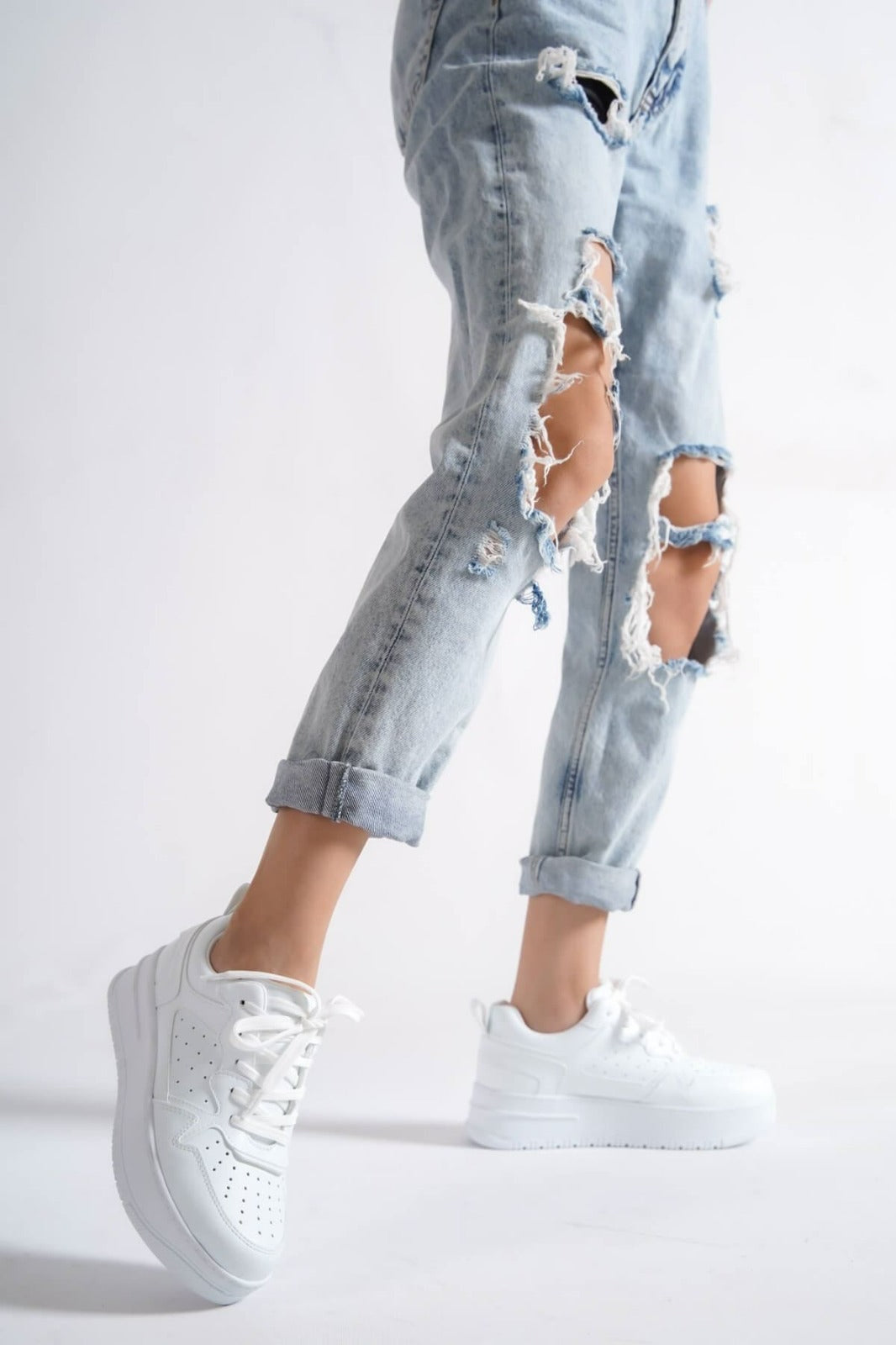 504 WOMEN Trainers Lace Up White New Arrival