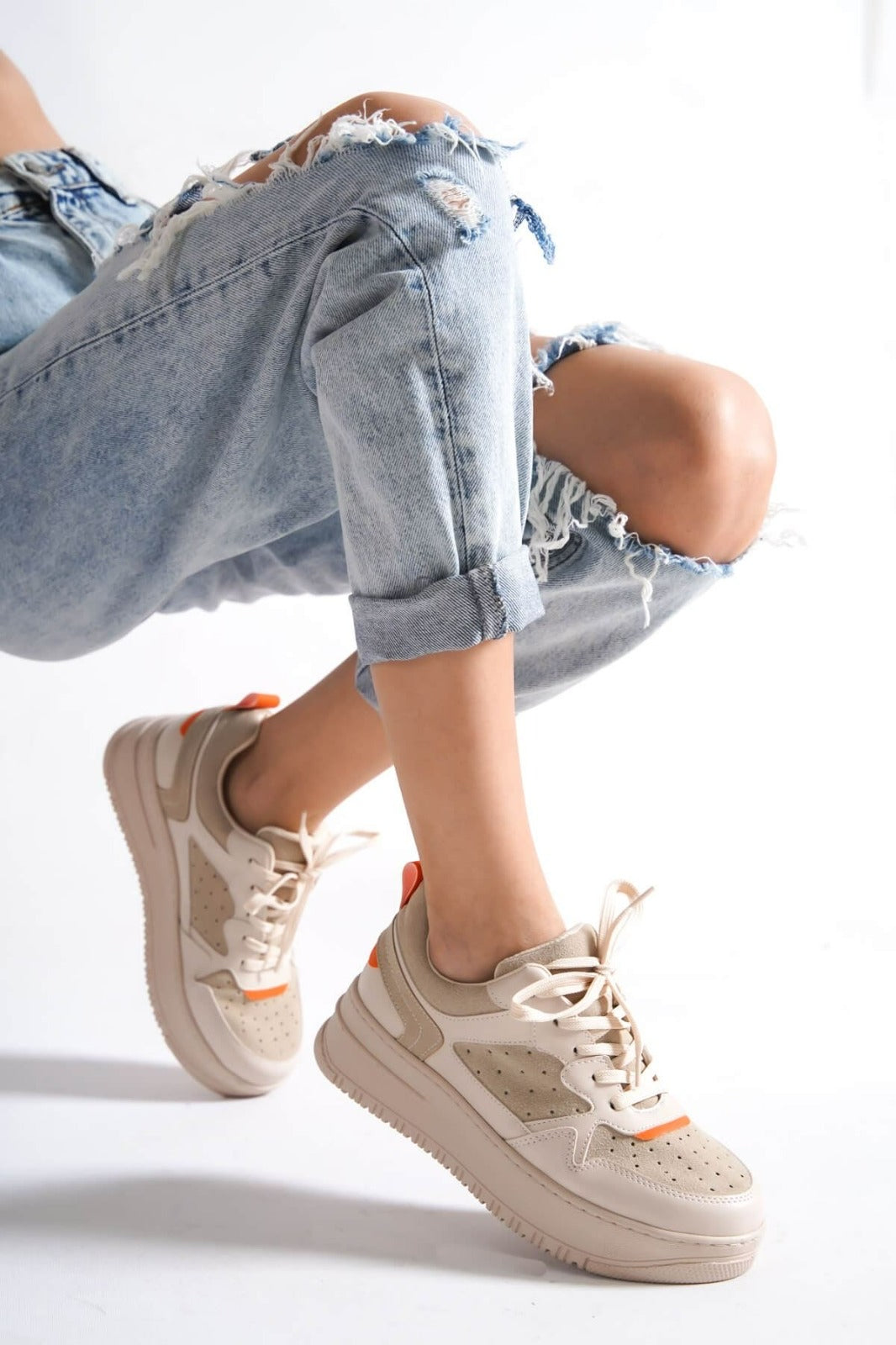 504 WOMEN Trainers Lace Up Beige