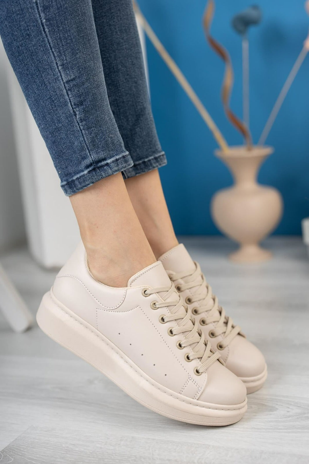 503 WOMEN Trainers Lace Up Beige New Arrival