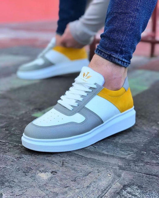 011 Mens Trainers White & Yellow