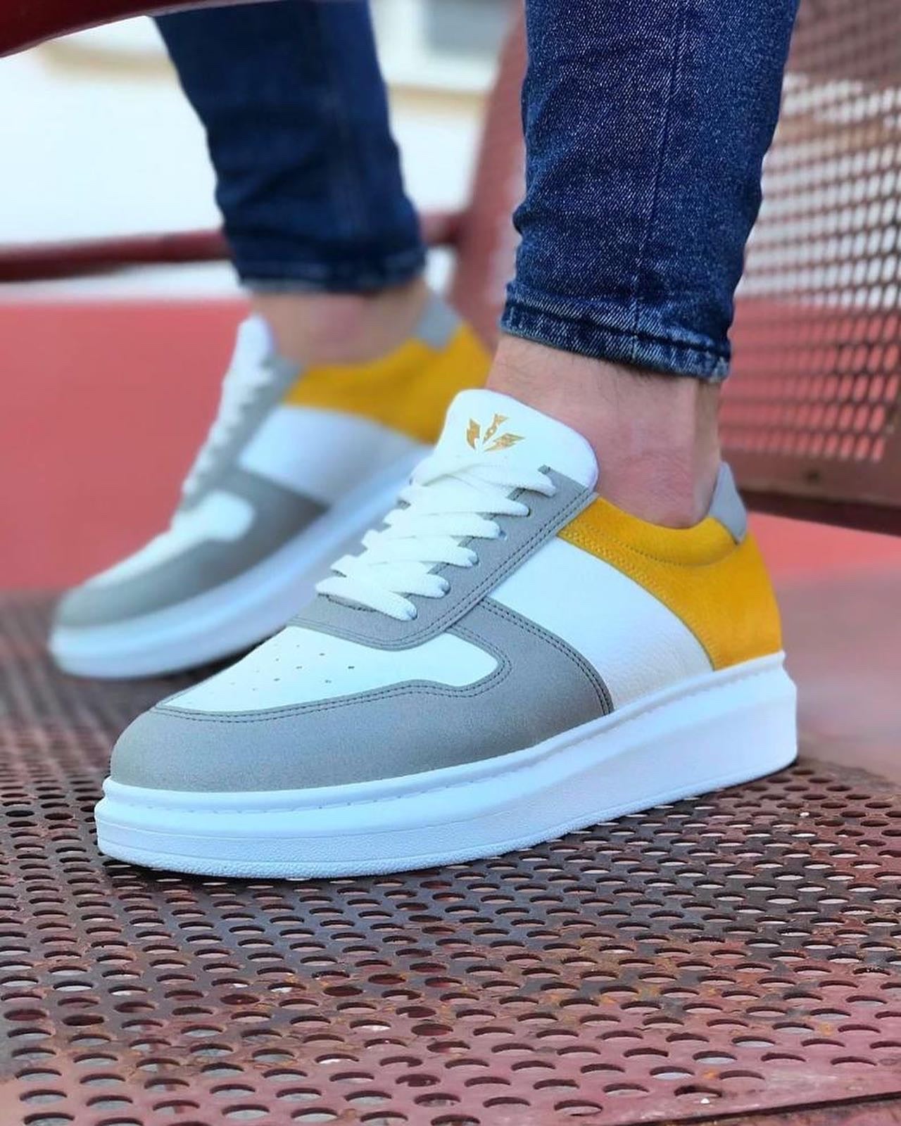 011 Mens Trainers White & Yellow