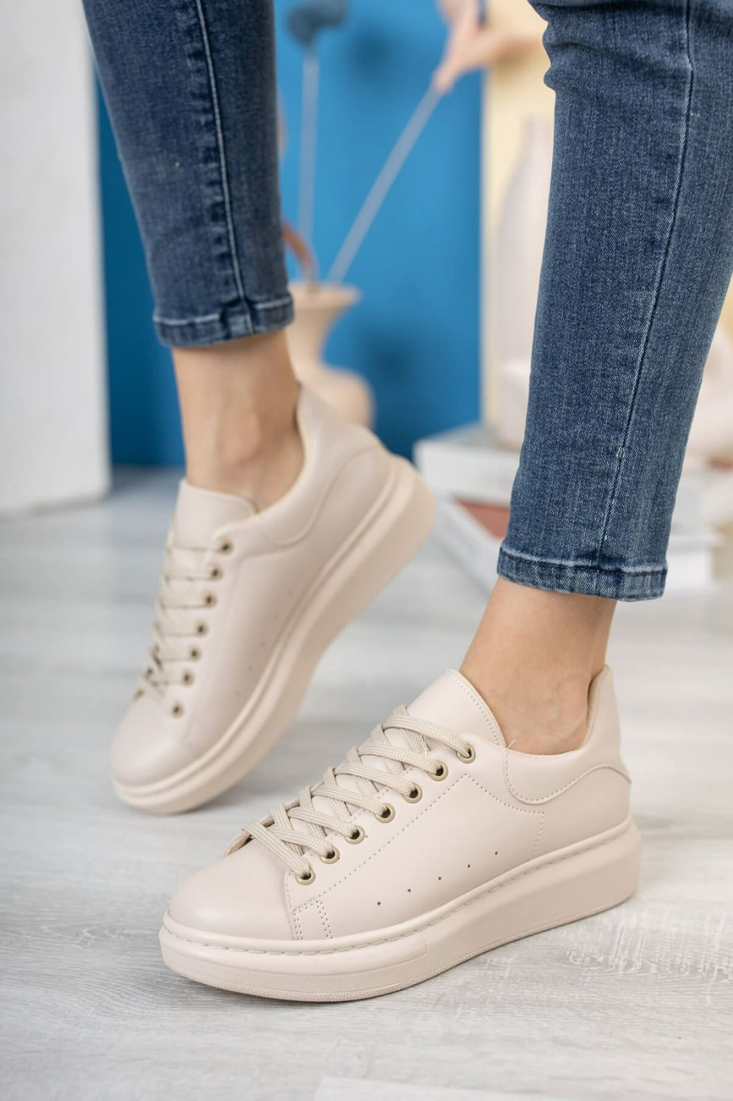 503 WOMEN Trainers Lace Up Beige New Arrival