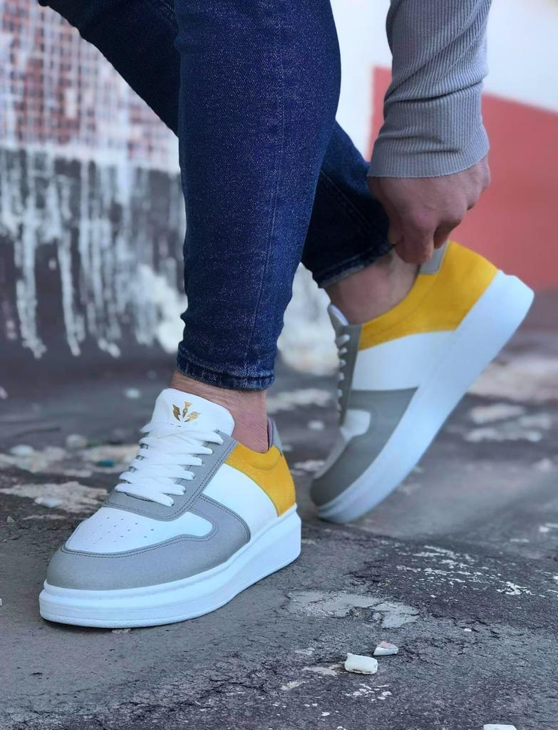 011 Mens Trainers White & Yellow