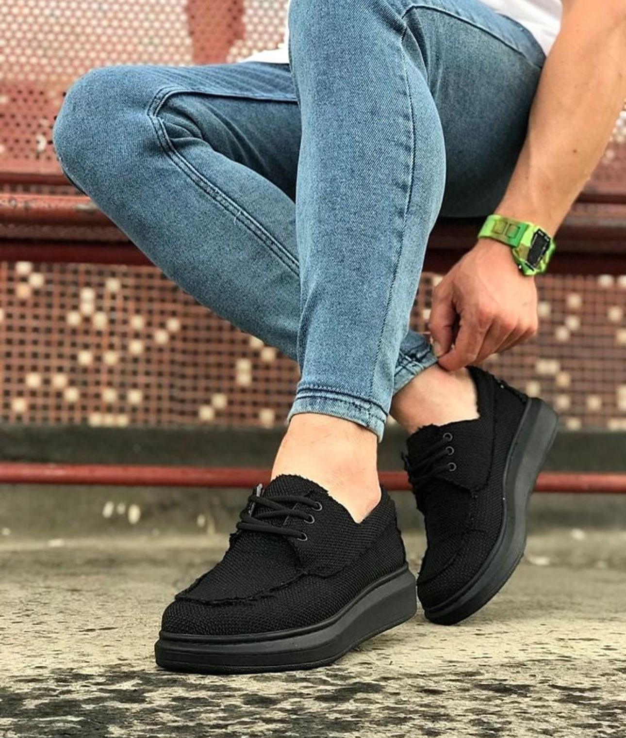 503 Mens Trainers Canvas Full Black