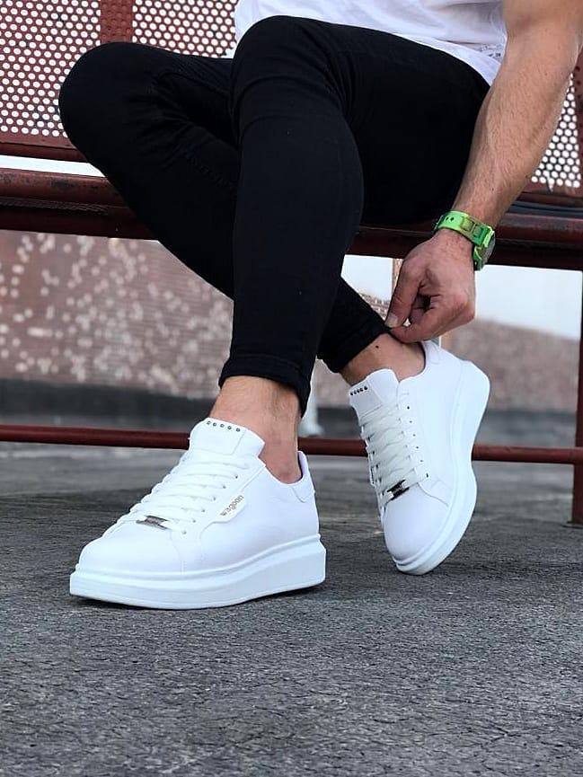 Men's white low store top trainers