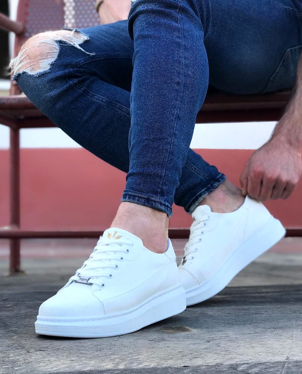 White and store gold mens trainers